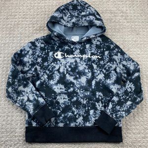 Champion Sweater Women Extra Small XS Black Gray Hoodie Spell Out Embroidered